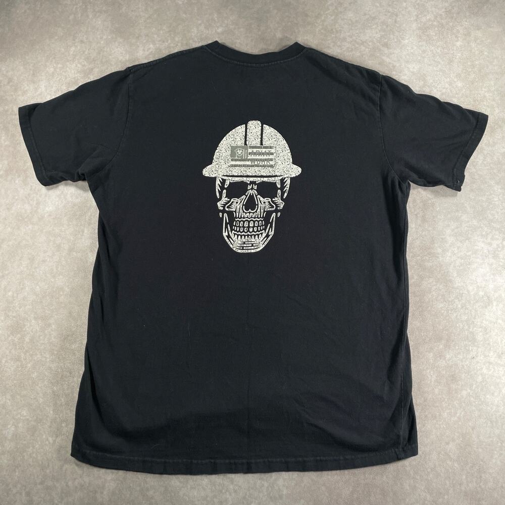Ariat Rebar Work Black Graphic T-Shirt Skull Hard Hat Men's Size XL Workwear Dry